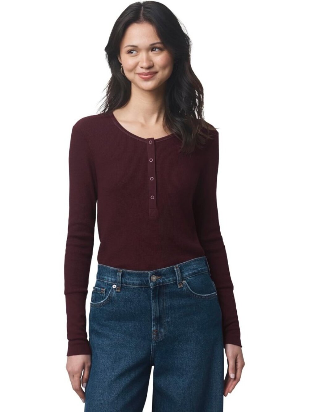 Cozy Thermal Henley Top - Long Sleeve, Soft Fabric, Perfect for Layering